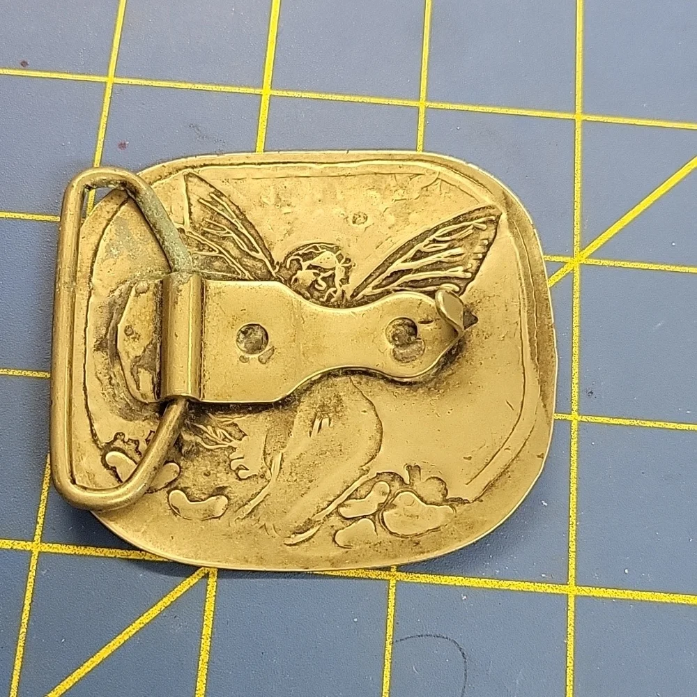 Lady w Wings Pixie Silver Tone Belt Buckle